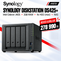 Synology DiskStation DS425+ NAS hálózati adattároló (DS425+) - Intel Celeron J4125, 2GB RAM, Háttértár nélkül (Max 4x)