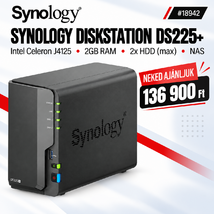 Synology DiskStation DS225+ NAS hálózati adattároló (DS225+) - Intel Celeron J4125, 2GB RAM, Háttértár nélkül (Max 2x)
