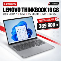 Lenovo ThinkBook 16 G8 Notebook (21SK00A6HV) - 16.0" WUXGA, Intel Core Ultra 7-255H, 16GB RAM, 512GB SSD, Magyar billentyűzet, Operációs rendszer nélkül, 3 év garancia, Szürke színben