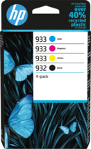 HP 932 Black (Fekete) és 933 Cyan/Yellow/Magenta (Ciánkék/Sárga/Bíbor) 4 tintapatron egy csomagban (6ZC71AE)