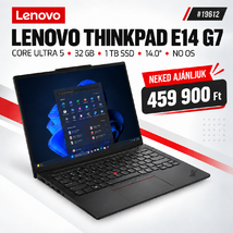 Lenovo ThinkPad E14 G7 Notebook (21SX008LHV) - 14.0" WUXGA, Intel Core Ultra 5-225U, 32GB RAM, 1TB SSD, Magyar billentyűzet, Operációs rendszer nélkül, 3 év garancia, Fekete színben