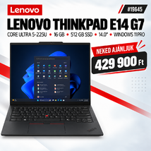 Lenovo ThinkPad E14 G7 Notebook (21SX004BHV) - 14.0" WUXGA, Intel Core Ultra 5-225U, 16GB RAM, 512GB SSD, Magyar billentyűzet, Windows 11 Professional, 3 év garancia, Fekete színben