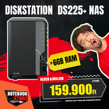 Synology DiskStation DS225+ NAS hálózati adattároló (DS225+6GB) - Intel Celeron J4125, 6GB RAM, Háttértár nélkül (Max 2x)