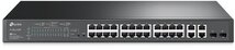 TP-LINK Switch 24x100Mbps (24xPOE) + 4x1000Mbps + 2xGigabit SFP, menedzselhető (SL2428P)