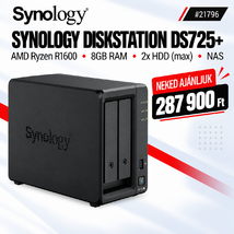 Synology DiskStation DS725+ NAS hálózati adattároló (DS725+8GB) - AMD Ryzen R1600, 8GB RAM, Háttértár nélkül (Max 2x)