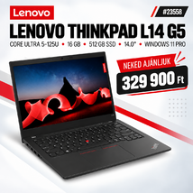 Lenovo ThinkPad L14 G5 Notebook (21L1002KCX) - 14.0" WUXGA, Intel Core Ultra 5-125U, 16GB RAM, 512GB SSD, Angol billentyűzet, Windows 11 Professional, 3 év garancia, Fekete színben