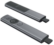 Logitech Spotlight Presentation Remote Presenter (910-004861) - Prezenter - hatótávolsága: 30 m, USB vevőegység, lézer pointer, akkumulátor és giroszkóp, Szürke szín