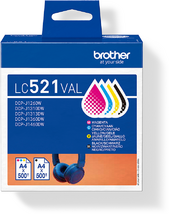 Brother LC-521VAL Multipack (Ciánkék/Magenta/Sárga/Fekete) eredeti tintapatron csomag (LC521VAL)